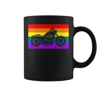 Motorcycle Biker Gay Pride Flag Rainbow Lgbtq Queer Coffee Mug | Mazezy