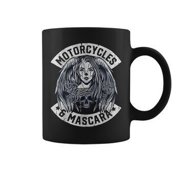 Motorcycles And Mascara Cute Motorcycle Chick Biker Girl Coffee Mug | Mazezy DE