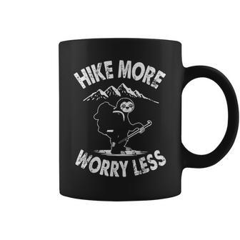 Mountain Hiking Sloth Hiker Gifts Hike More Worry Less Coffee Mug - Thegiftio UK