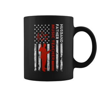 Music Teacher Husband Dad Vintage Usa Flag American Fathers Gift For Womens Gift For Women Coffee Mug | Mazezy