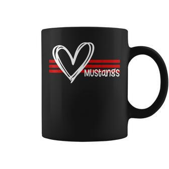 Mustangs Pride Sport Team School Spirit Red Heart Coffee Mug - Seseable