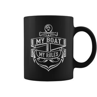 My Boat My Rules Funny Nautical Quote And Anchor Gift Coffee Mug | Mazezy