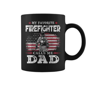 My Favorite Firefighter Calls Me Dad Usa Flag Father Gift Gift For Mens Coffee Mug | Mazezy