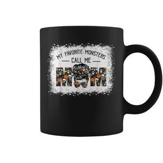 My Favorite Monsters Call Me Mom Messy Bun Happy Halloween Gifts For Mom Funny Gifts Coffee Mug | Mazezy