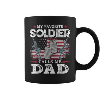 My Favorite Soldier Calls Me Dad Usa Flag Dad Father Gift Gift For Mens Coffee Mug | Mazezy