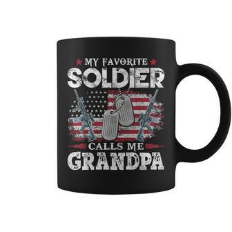 My Favorite Soldier Calls Me Grandpa Usa Flag Father Gift Gift For Mens Coffee Mug | Mazezy