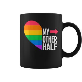 My Other Half Gay Couple Rainbow Flag Pride Lgbtq Coffee Mug | Mazezy CA