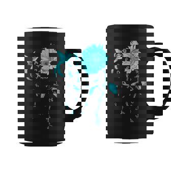 Myasthenia Gravis Awareness Sunflower Teal Ribbon Coffee Mug - Seseable
