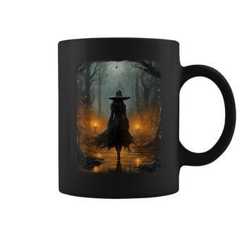 Mystical Witch Walking The Forest Halloween Gothic Painting Coffee Mug - Seseable
