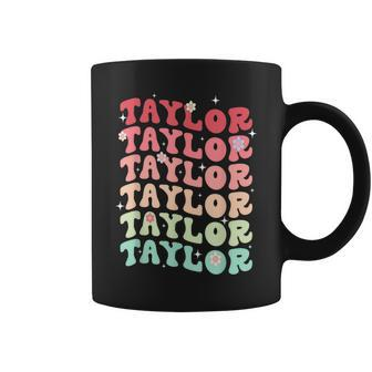 Name Taylor Girl Boy Retro Groovy 80'S 70'S Colourful Coffee Mug | Mazezy