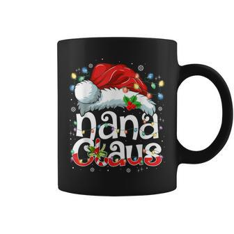 Nana Claus Christmas Lights Santa Hat Pajama Family Matching Coffee Mug - Seseable