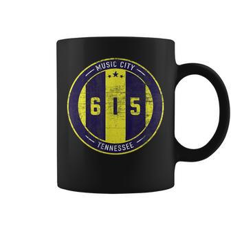 Nashville 615 Designer Round Badge - Tennessee Star Coffee Mug - Seseable