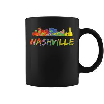 Nashville Tennessee Downtown Skyline Paint Splatter Coffee Mug | Mazezy