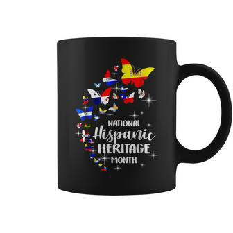 National Hispanic Heritage Month Butterfly Countries Flags Coffee Mug | Mazezy
