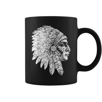 Native American Feather Headdress America Indian Chief Coffee Mug - Monsterry