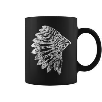 Native American Feather Headdress Indian Chief Tribes Pride Coffee Mug | Mazezy