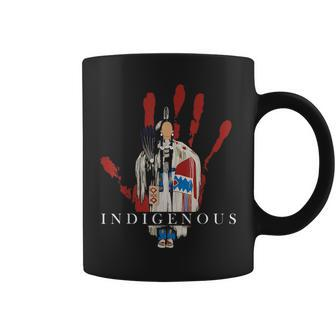 Native American Indigenous Red Hand Indian Blood Themed Coffee Mug - Seseable