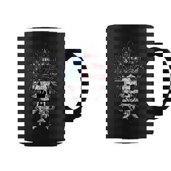 Native American Skeleton Indian Chief Skull Usa Flag Tribes Native American Funny Gifts Coffee Mug | Mazezy