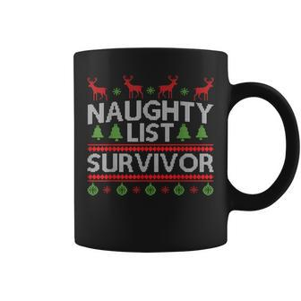 Naughty List Survivor Ugly Christmas Sweater Coffee Mug - Monsterry