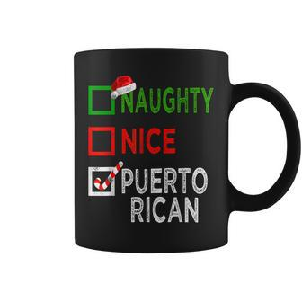 Naughty Nice Puerto Rican Christmas Pajamas Santa Hat Coffee Mug - Thegiftio UK