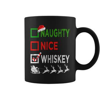 Naughty Nice Whiskey Christmas Pajamas Santa Hat Xmas Coffee Mug - Thegiftio UK