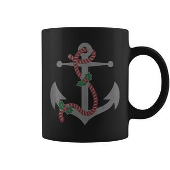 Nautical Anchor Knit Pattern Beach Christmas Coffee Mug | Mazezy