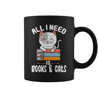 All I Need Is Books And Cats Cat Lover Kitten Reading Coffee Mug | Mazezy