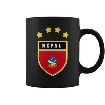 Nepal Pocket Coat Of Arms National Pride Flag Coffee Mug | Mazezy