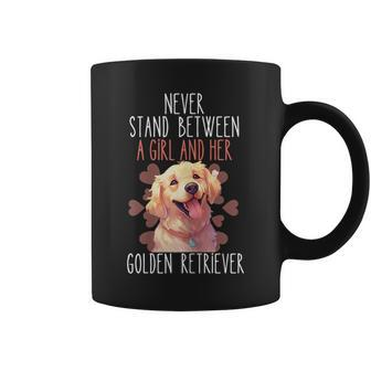 Never Stand Between A Girl And Her Golden Retriever Dog Love Gift For Womens Coffee Mug | Mazezy