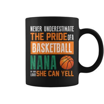 Never Underestimate A Basketball Nana Gift Ideas Basketball Funny Gifts Coffee Mug | Mazezy