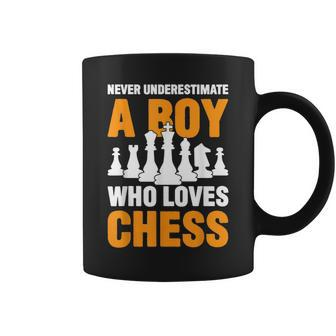Never Underestimate A Boy Who Loves Chess Coffee Mug - Seseable