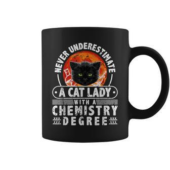 Never Underestimate A Cat Lady With A Chemistry Degree Coffee Mug - Seseable