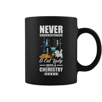 Never Underestimate A Cat Lady With A Chemistry Degree Gift For Womens Coffee Mug - Seseable