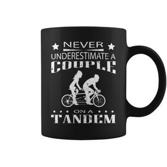 Never Underestimate A Couple On A Tandem Bicycle Coffee Mug - Seseable