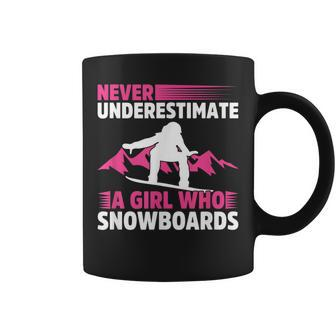 Never Underestimate A Girl Snowboard Snowboarder Wintersport Coffee Mug | Mazezy