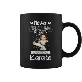 Never Underestimate A Girl Who Knows Karate Funny Apparel Karate Funny Gifts Coffee Mug | Mazezy