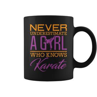 Never Underestimate A Girl Who Knows Karate Gift Girl Karate Funny Gifts Coffee Mug | Mazezy