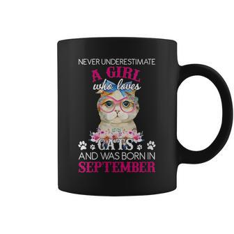 Never Underestimate A Girl Who Love Cat Born In September Gift For Womens Coffee Mug - Seseable