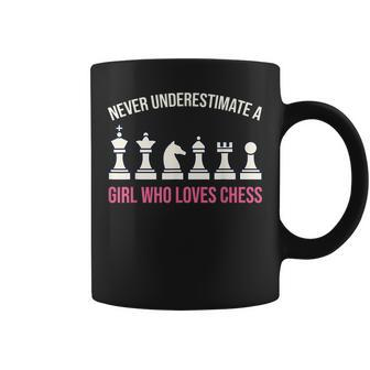 Never Underestimate A Girl Who Loves Chess Chess Funny Gifts Coffee Mug | Mazezy