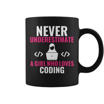 Never Underestimate A Girl Who Loves Coding Software Coffee Mug - Seseable