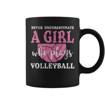 Never Underestimate A Girl Who Plays Volleyball Girl Power Coffee Mug - Seseable