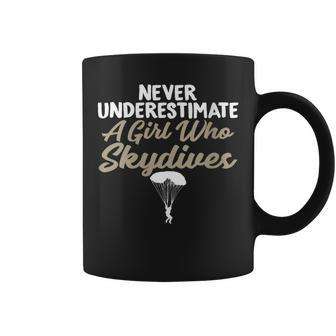 Never Underestimate A Girl Who Skydiving Women Gift For Womens Coffee Mug - Seseable