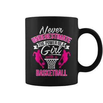 Never Underestimate A Girl With A Basketball Basketball Funny Gifts Coffee Mug | Mazezy