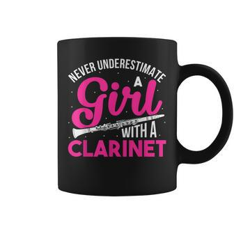 Never Underestimate A Girl With A Clarinet Funny Clarinet Coffee Mug | Mazezy