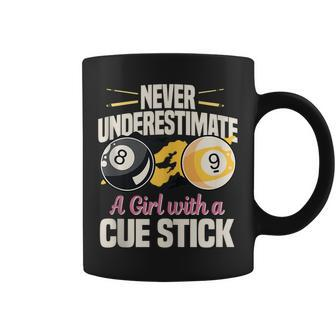 Never Underestimate A Girl With A Cue Stick Pool Player Coffee Mug - Seseable