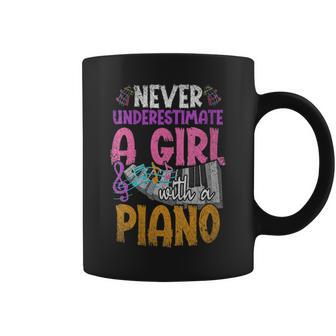 Never Underestimate A Girl With A Piano Music Notes Pianist Gift For Womens Coffee Mug - Seseable