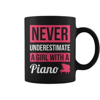 Never Underestimate A Girl With A Piano T Piano Gift Coffee Mug - Seseable