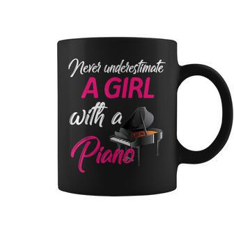 Never Underestimate A Girl With A Piano Women Piano Gift Piano Funny Gifts Coffee Mug | Mazezy