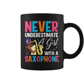 Never Underestimate A Girl With A Saxophone Jazz Music Coffee Mug - Seseable