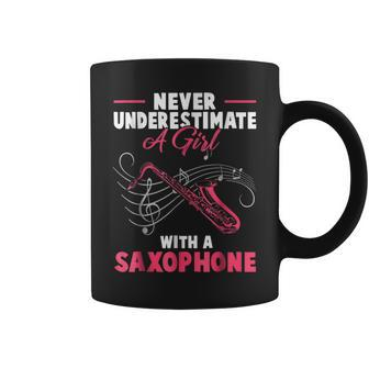 Never Underestimate A Girl With A Saxophone T Coffee Mug | Mazezy